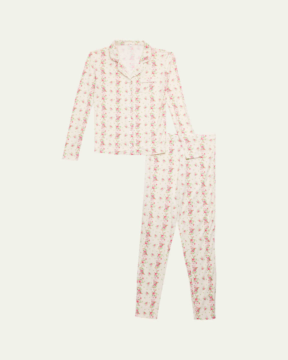 Girl's Two-Piece Floral-Print Pajamas, Size S-XL